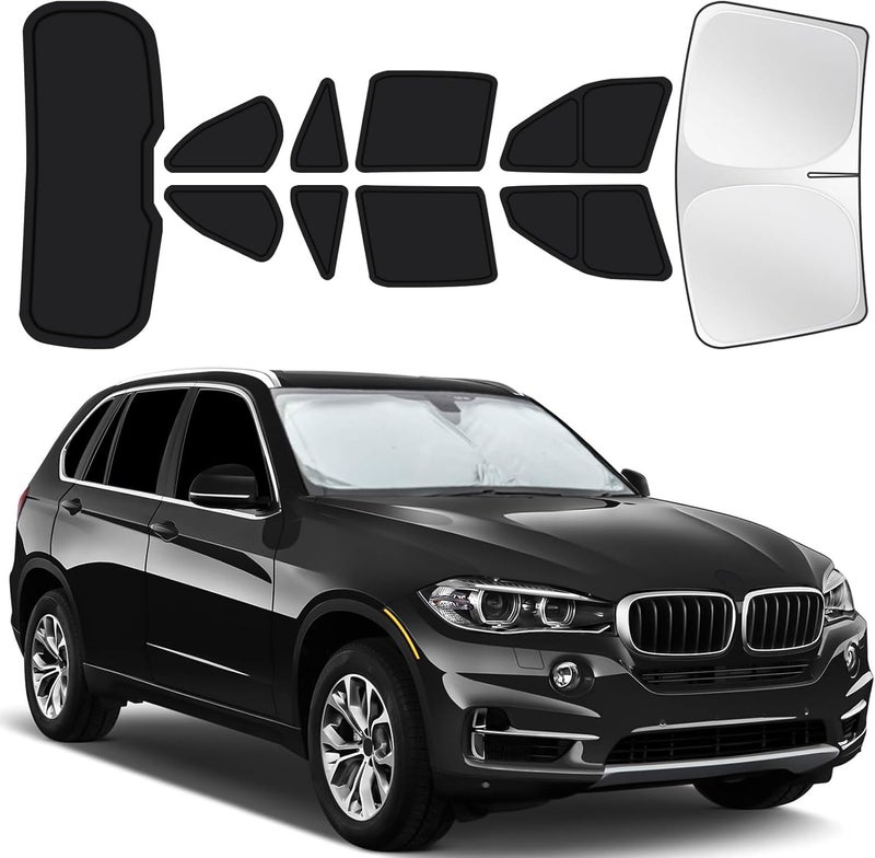 JASVIC for BMW X5 2014-2018 Car Window Shades, 10pcs Privacy Sun Shade Set for Front Windshield Side and Rear Windows, Full Window Covers Keeps Vehicle Cool for Camping Napping - Image 1